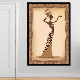 Traditional African Woman With Leopard Dress - NicheCanvas