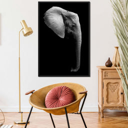 Black and White Elephant Head - NicheCanvas