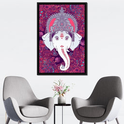 Hindu Lord Ganesha in Pink - NicheCanvas