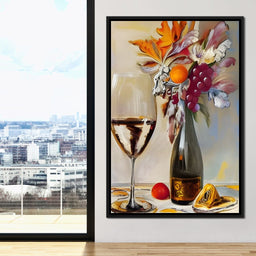 Abstract Wine & Flowers 05 - NicheCanvas