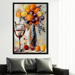 Abstract Wine & Flowers 03 - NicheCanvas