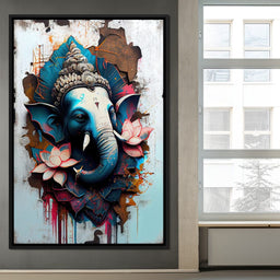 Blue Ganesh Portrait - NicheCanvas