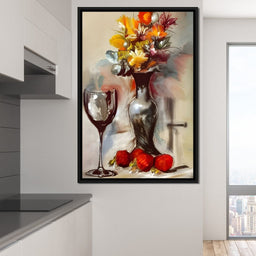 Abstract Wine & Flowers 02 - NicheCanvas