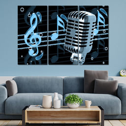 Vintage Microphone & Blue Notes - NicheCanvas