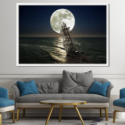 Sailing Under the Giant Moon - NicheCanvas