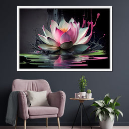 Watercolor Lotus Flower - NicheCanvas