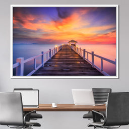 Celebrated Pier Pink Sunset - NicheCanvas