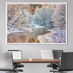 Winter River Landscape - NicheCanvas