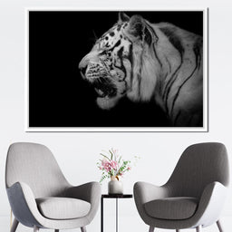 Black and White Tiger Profile - NicheCanvas