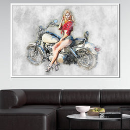  Girl Motorcycle - Mateo - NicheCanvas
