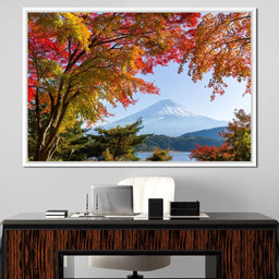 Autumn Trees by Mount Fuji - NicheCanvas