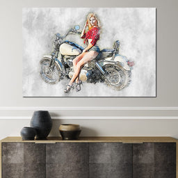  Girl Motorcycle - Mateo - NicheCanvas