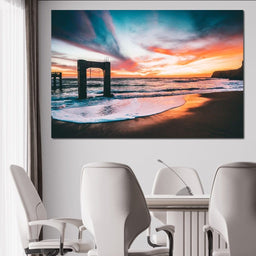 Beach Sunset Old Pier - Johanjjf - NicheCanvas