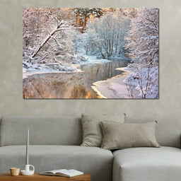 Winter River Landscape - NicheCanvas