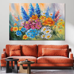 Abstract Bouquet of Spring Flowers - NicheCanvas