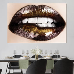 Black & Gold Lips - NicheCanvas