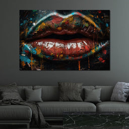 Sensual Womens Lips Graffiti - NicheCanvas