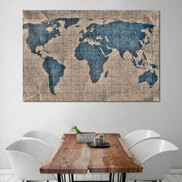 Blue Lands World Map - NicheCanvas