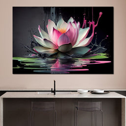 Watercolor Lotus Flower - NicheCanvas