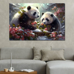 Winter Pandas - Neal Hackett - NicheCanvas