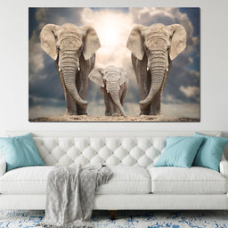 Elephant Family Under the Sun - NicheCanvas
