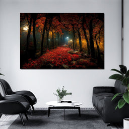 Very Beautiful Forest at Night - NicheCanvas