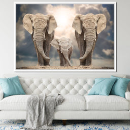 Elephant Family Under the Sun - NicheCanvas