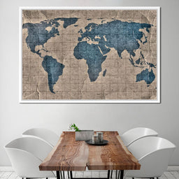 Blue Lands World Map - NicheCanvas