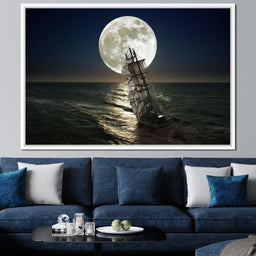 Sailing Under the Giant Moon - NicheCanvas