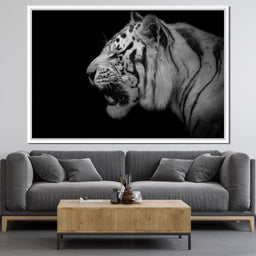 Black and White Tiger Profile - NicheCanvas