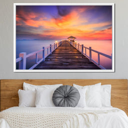 Celebrated Pier Pink Sunset - NicheCanvas