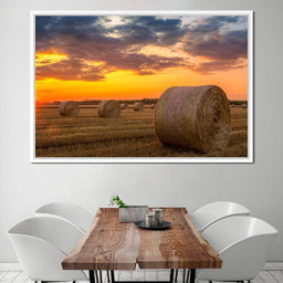 Hay Bales Sunset - NicheCanvas