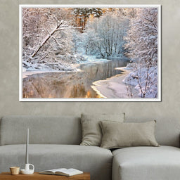 Winter River Landscape - NicheCanvas
