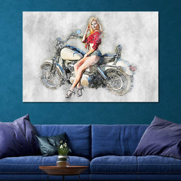  Girl Motorcycle - Mateo - NicheCanvas