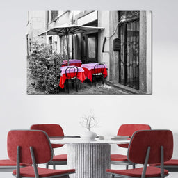 Red Tables In Rome - NicheCanvas