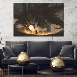 Dark Dragon Clash - NicheCanvas