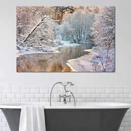 Winter River Landscape - NicheCanvas