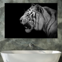 Black and White Tiger Profile - NicheCanvas