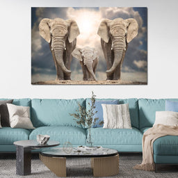 Elephant Family Under the Sun - NicheCanvas