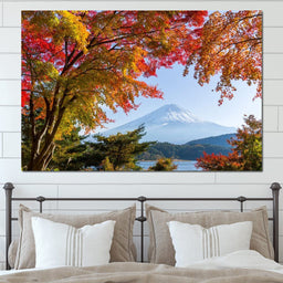 Autumn Trees by Mount Fuji - NicheCanvas