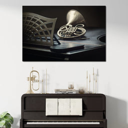 French Horn on the Grand Piano - NicheCanvas