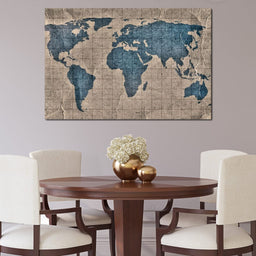 Blue Lands World Map - NicheCanvas