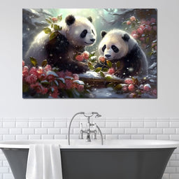 Winter Pandas - Neal Hackett - NicheCanvas
