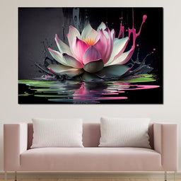 Watercolor Lotus Flower - NicheCanvas