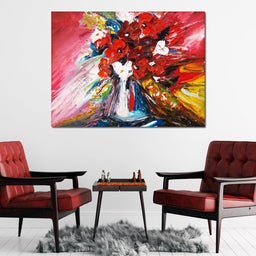 Red Flowers Bouquet - NicheCanvas