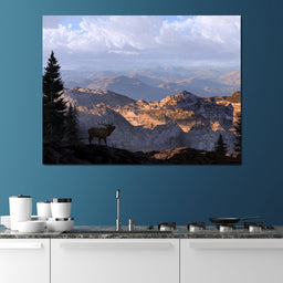 Elk by the Mountains - NicheCanvas