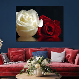 Red & White Roses Reflection - NicheCanvas