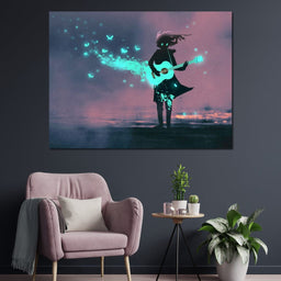 Girl Playing Guitar - NicheCanvas