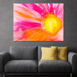 Pink & Orange Watercolor Flower - NicheCanvas