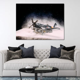 Snowy F4-U Corsair - NicheCanvas